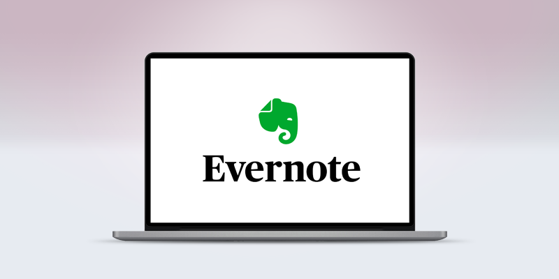 Logotipo de Evernote en la pantalla de un portátil
