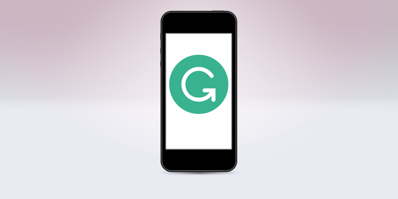 Logotipo de Grammarly en la pantalla de un smartphone